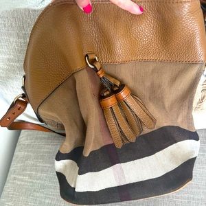 Burberry Brit Canvas Check Ashby Tassel Hobo